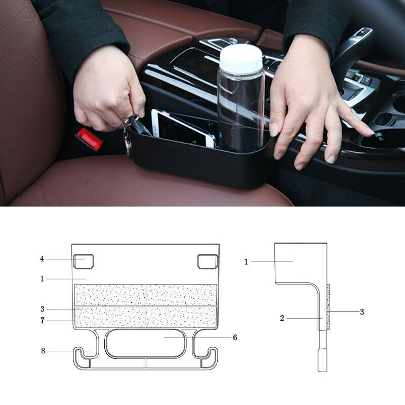 1PCS Car Seat Back Crevice Cup Holder Case Water Drink Stand Food Storage Box