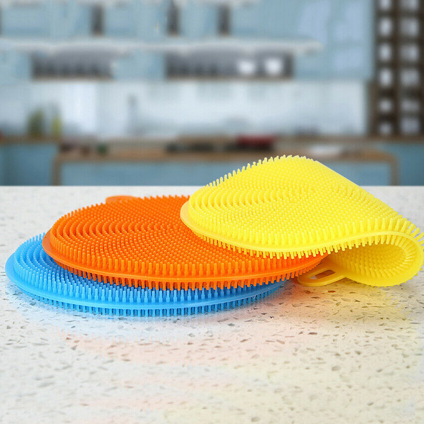 Silicone Antibacterial Washing Dish Brush Sponge Scrubber Pot Kitchen Cleaning