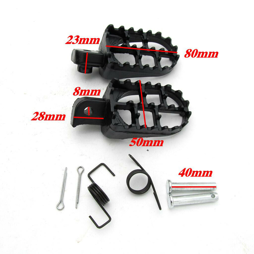 Black Aluminium Foot Pegs Compatible with Yamaha PW50 PW80 TW200 TT-R50E TT-R90E