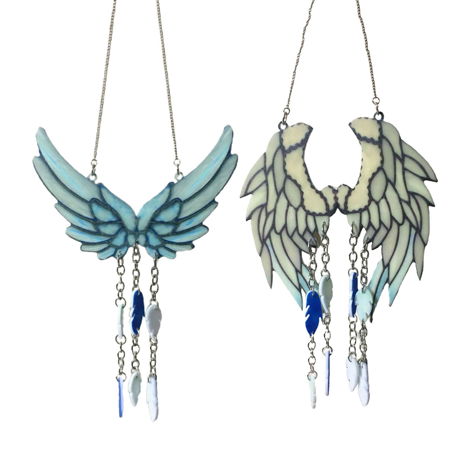 2x Angel Wings Wind Chimes Suncatcher Mobile Garden Decor Outdoor Decoration