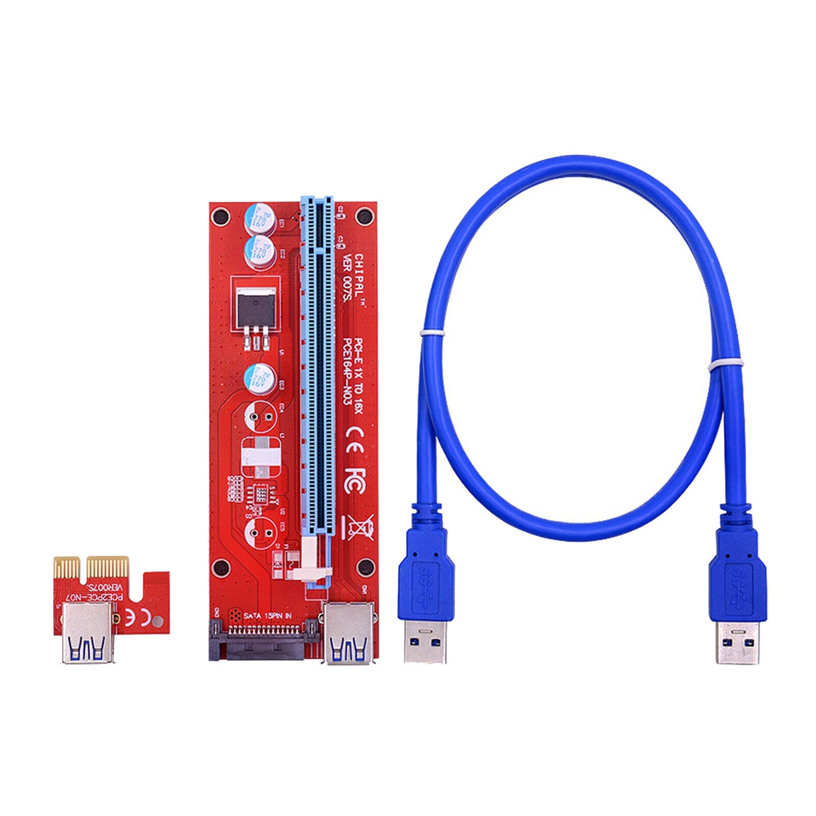 5x VER007 PCI-E GPU Riser Card 007S PCI Express USB 3.0 for Ethereum Mining