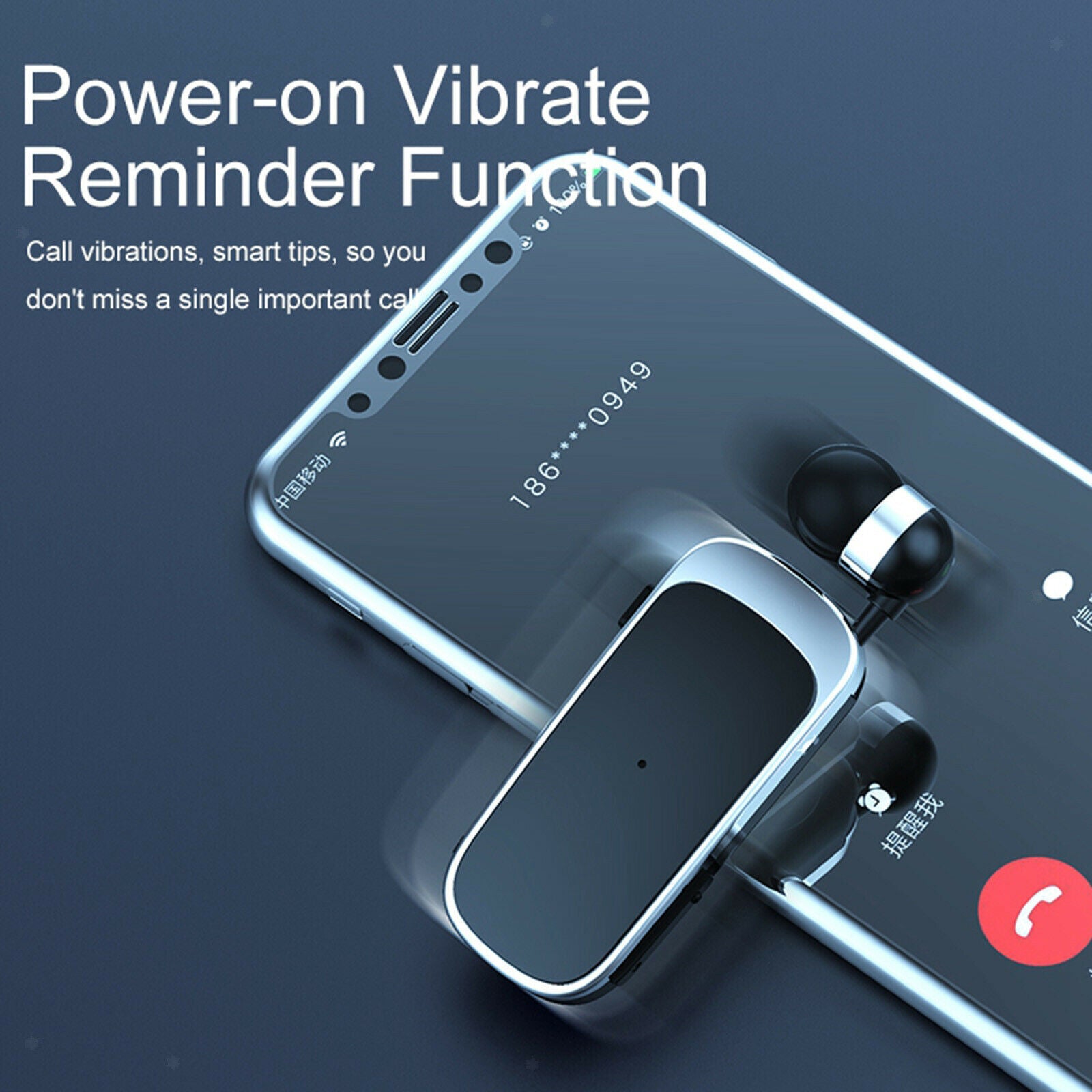Fineblue Mini Bluetooth Headset Stereo Headphone Clip Earphone Black No Box