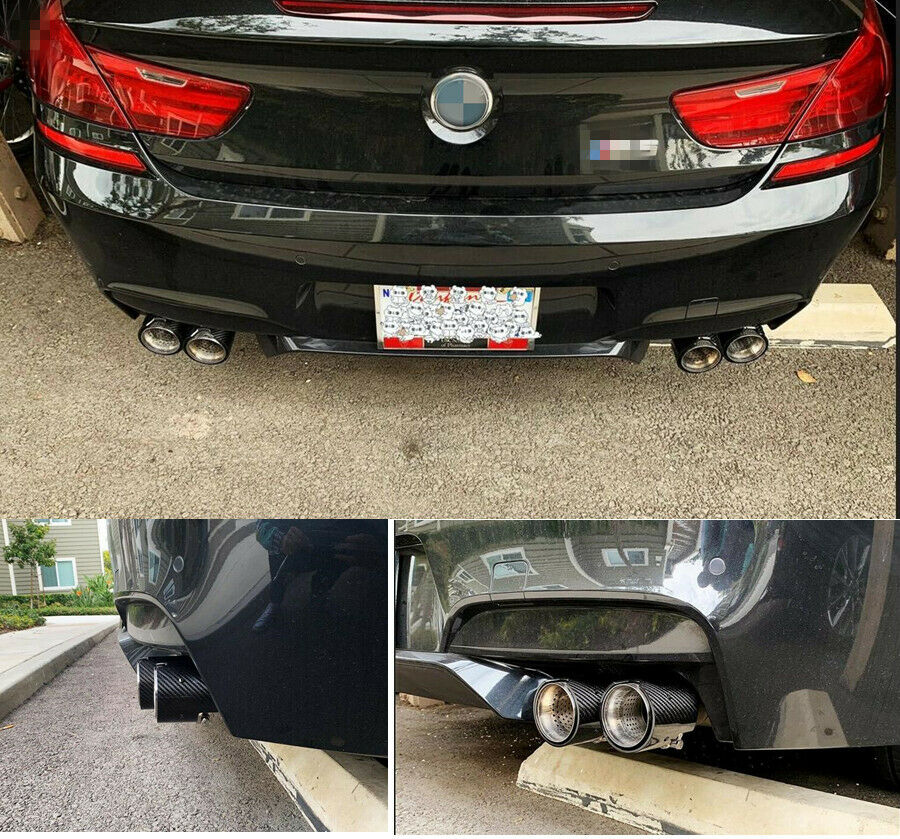 1PC 73MM IN 93MM OUT Matte Universal 100% Real Carbon Fiber Exhaust tip  For BMW
