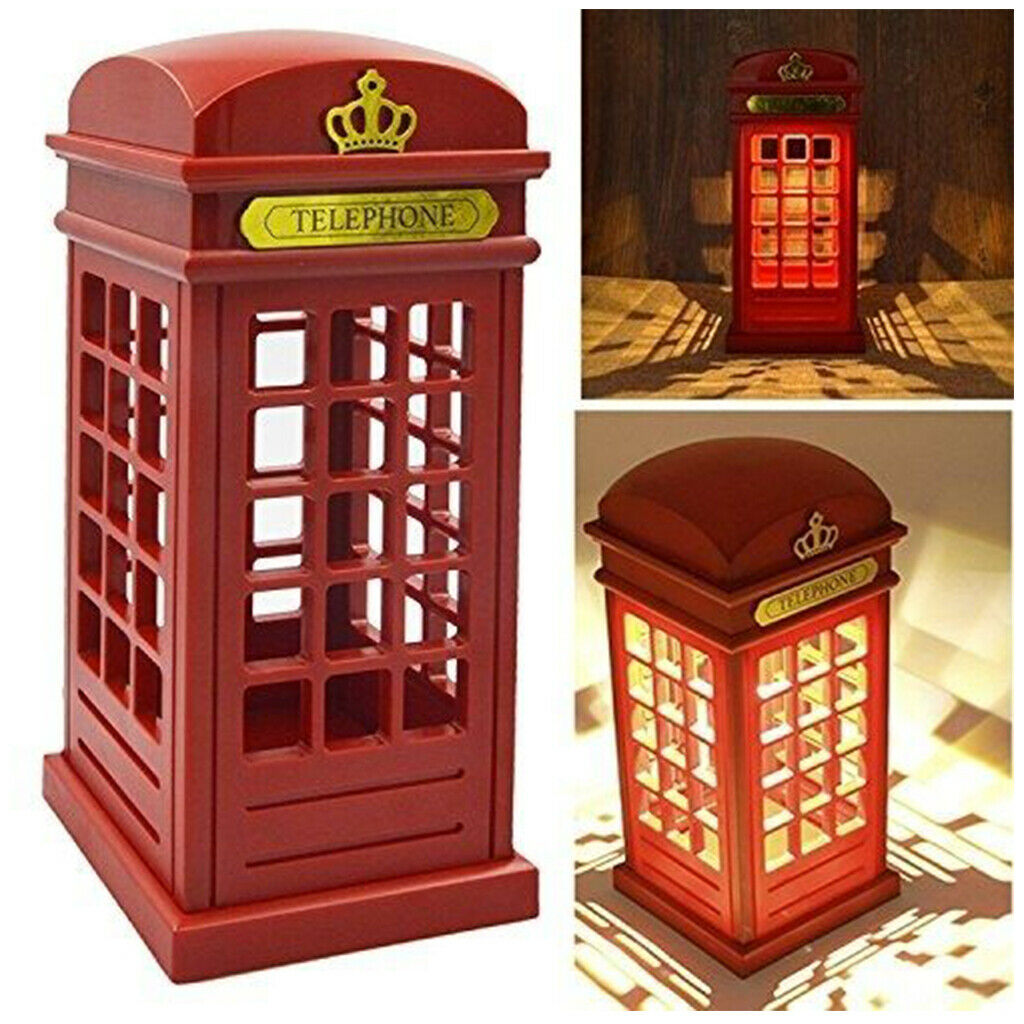 LED Bedside Lamp USB Phone Booth Shape Night Light Table Lamp