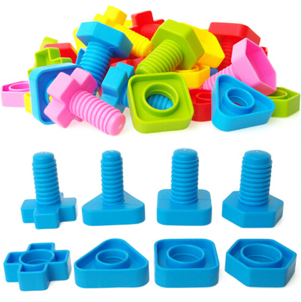 1set Screw Building Block Insert Block Nut Shape Kids Educational Gift To.l8