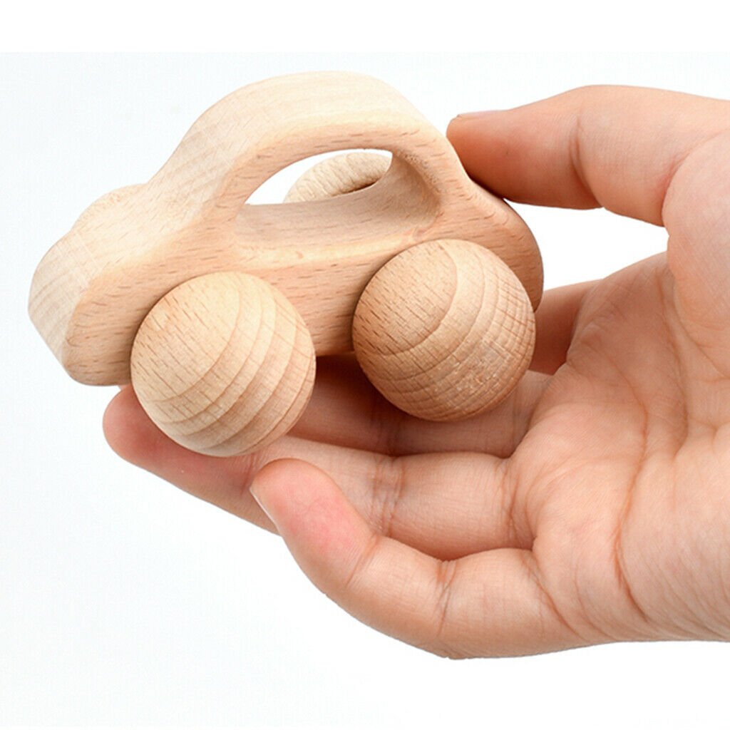 5Pcs/Set Wooden Teether Rattle Toys Beech Wood Teething Ring Montessori Toys