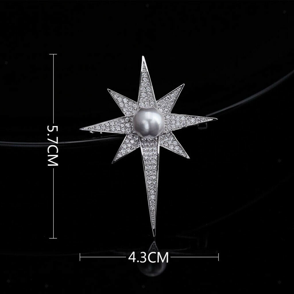 Elegant star style crystal stones brooch wedding jewelry gift -