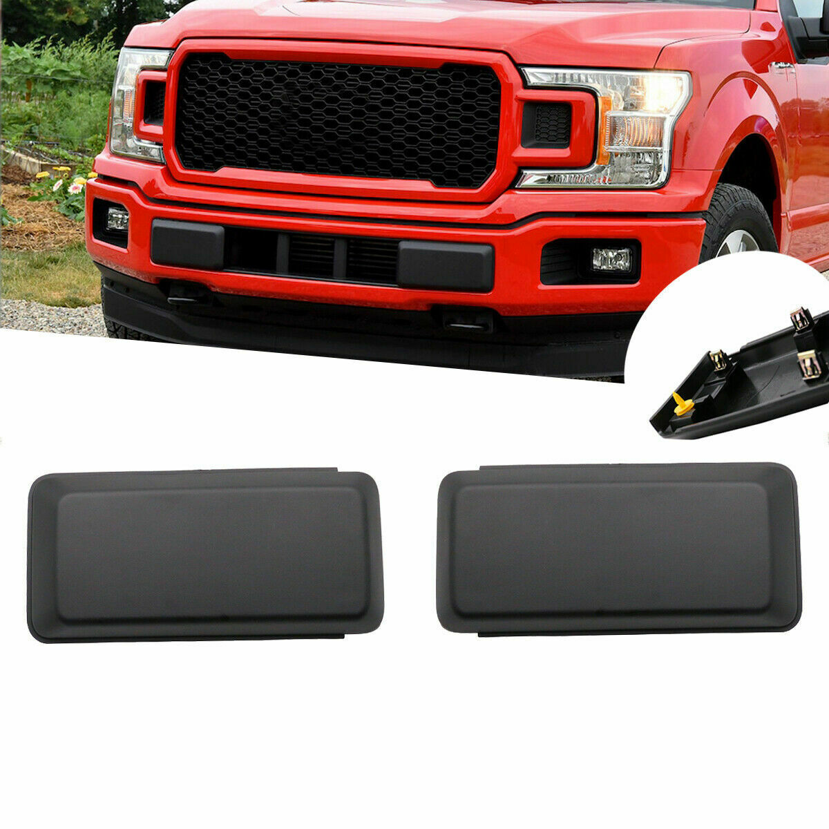 2Pcs Front Bumper Guards Inserts Pads Caps Fit For 18-20 FORD F150 Right+Left