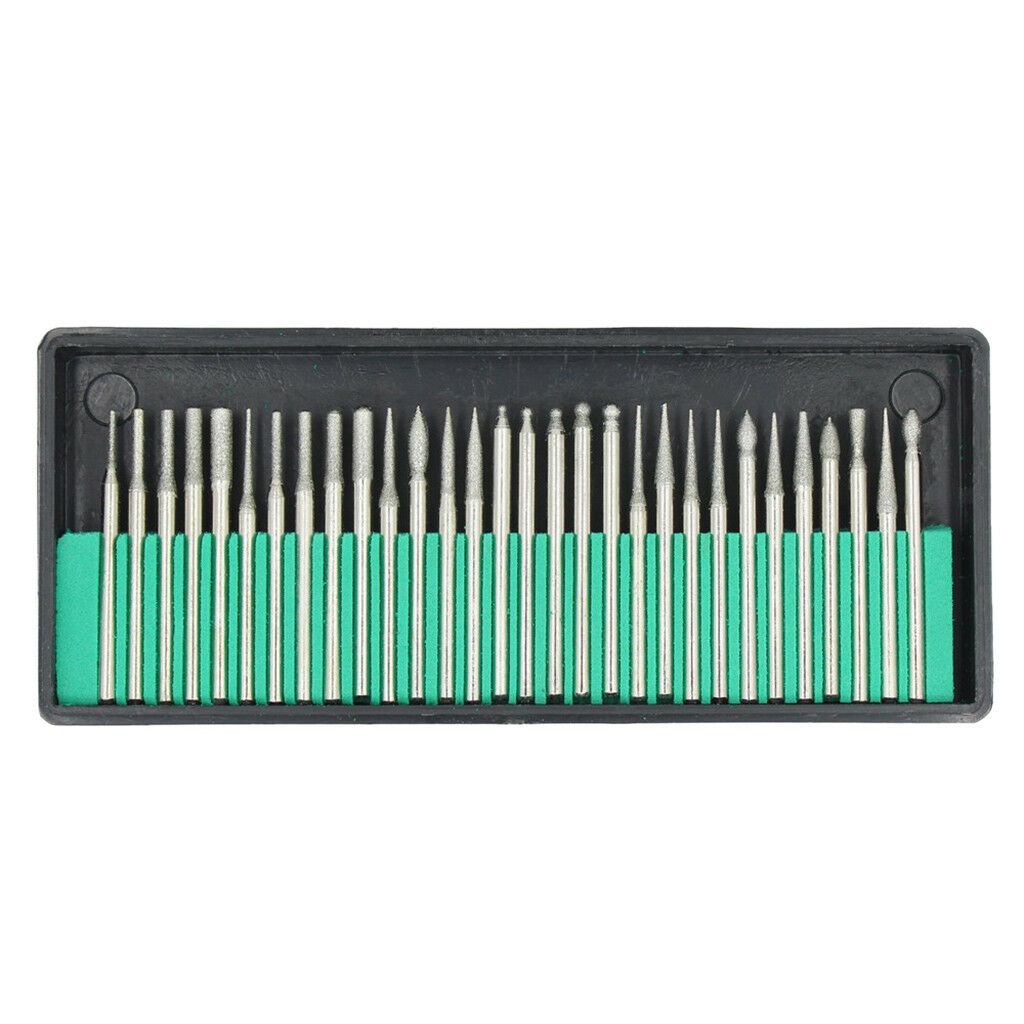 30 Pieces New 3mm Electric Grinding Head Burrs Bur Bit Set Shank Rotary Tool