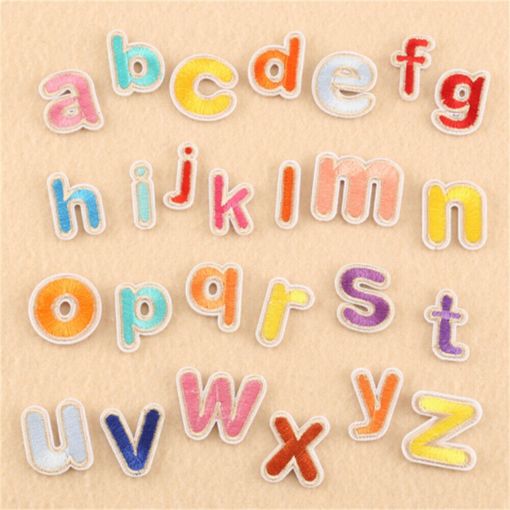 26 Mix Lot Sew On Patches Fabric Letters For Crafts Art Decors Alphabet A to Z