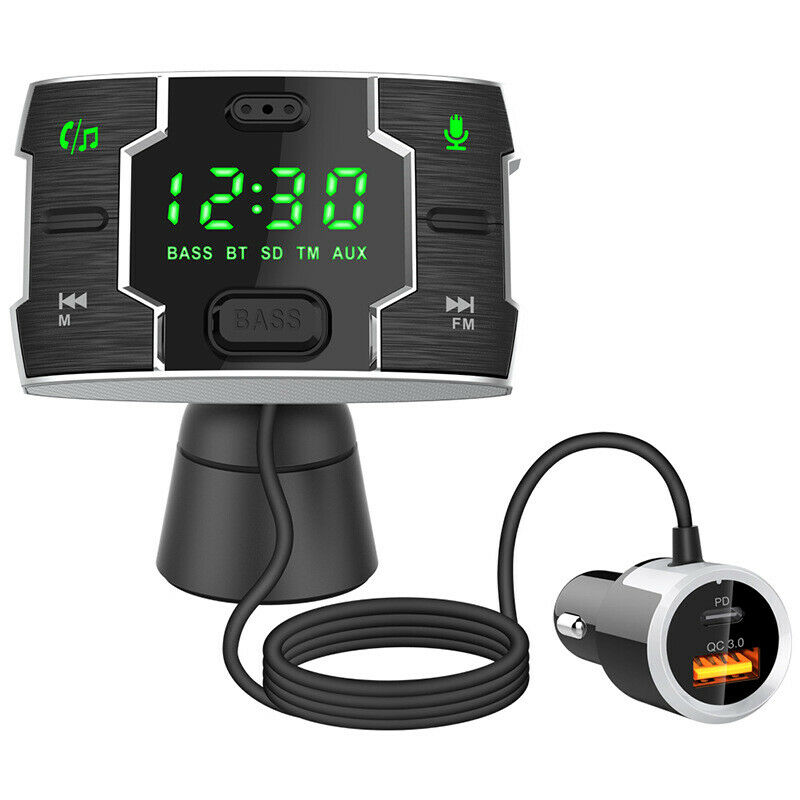 Bluetooth FM Transmitter for Car QC3.0 Radio Adapter Music Player Hands Free USB