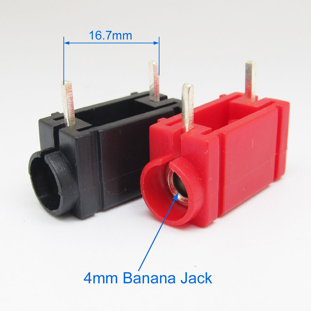 1pair Horizontal Straight PCB 4mm Banana Female Jack Test Socket Red + Black