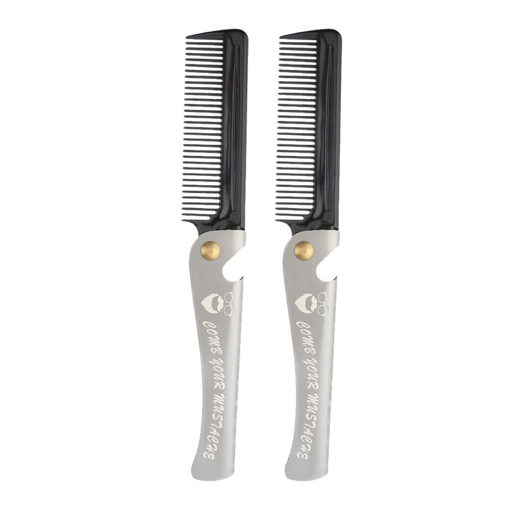 2pcs 4"  Size Hair Beard Mustache Styling Shaping Grooming Combs Black