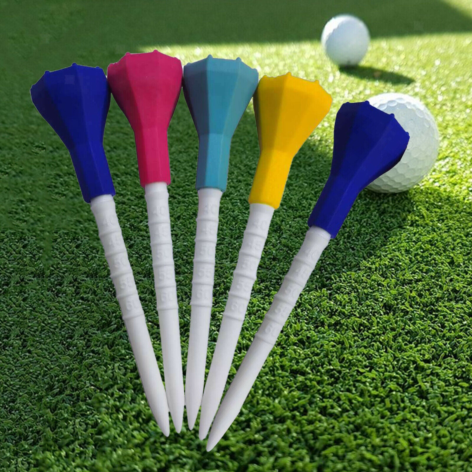 5Pack Golf Tees 3.4inch Unbreakable Big Cup Colored Golf Tee Golf Practicing