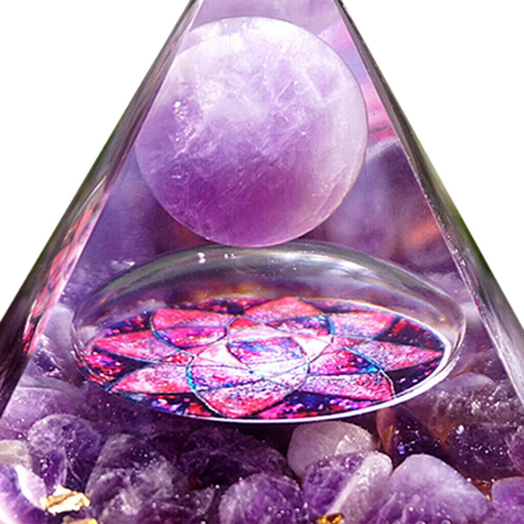 Amethyst Orgone Pyramid Purple Home Crystals Decoration Handmade Heal Stone