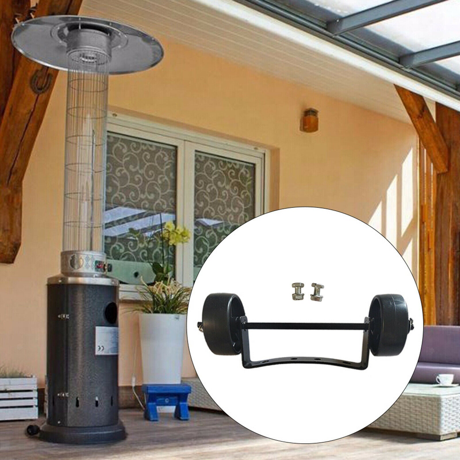 Professional Outdoor Universal Patio Heater Wheel Set Easy to Move Parts