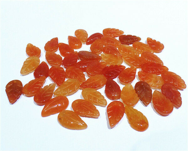 10Pcs 17x10x4mm Natural Red Aventurine Hand-Carved Leaf Pendant Beads HH8394