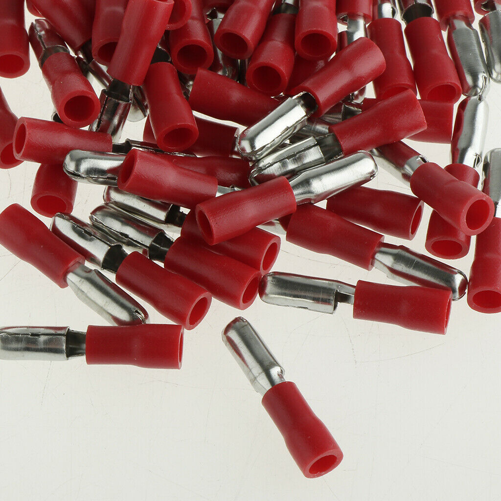 100x Electrical Connector Assorted Insulated Crimp Terminals Red 22-18AWG