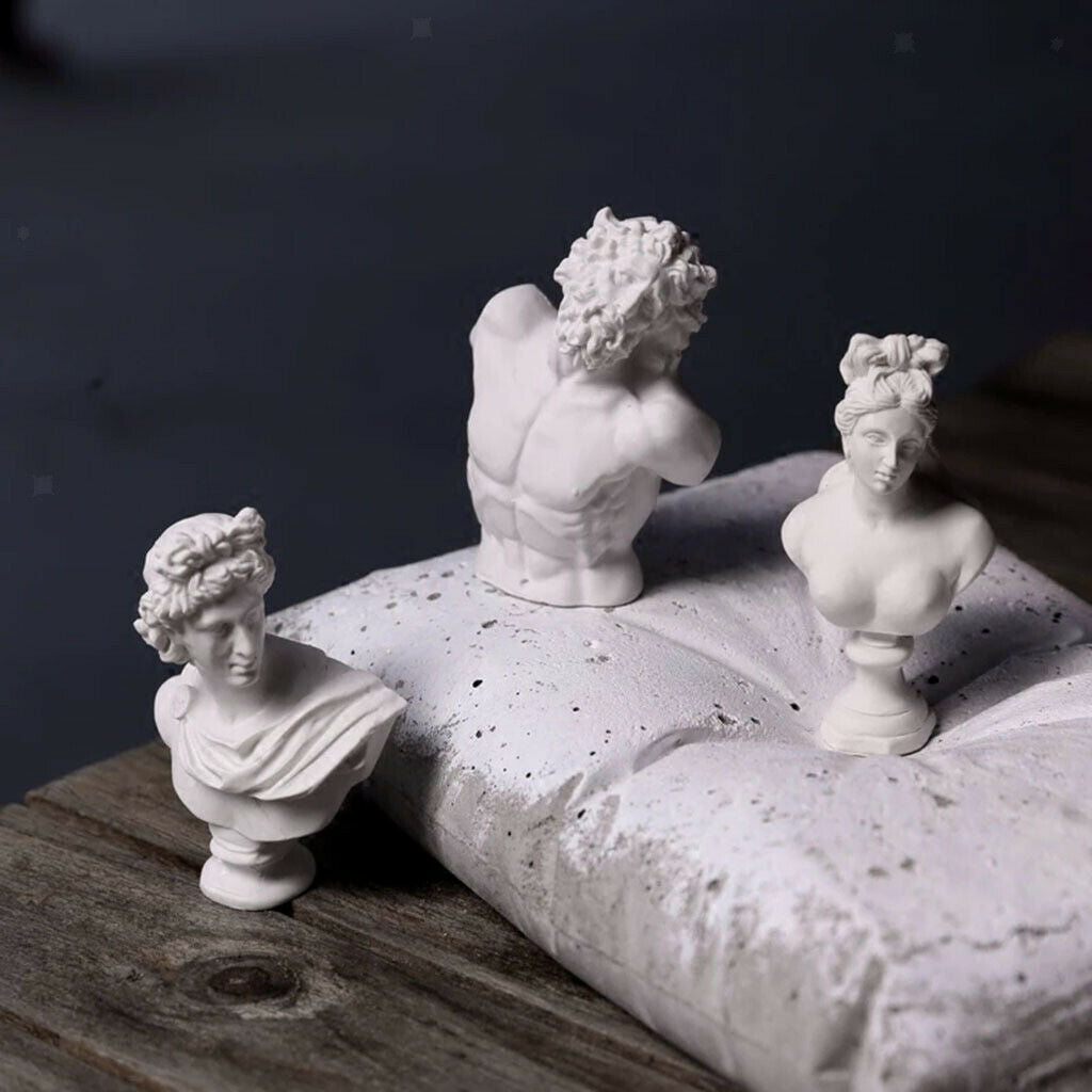 10pcs Mini Greek Bust Sculptures Drawing Sketch Plaster Cast Statues White