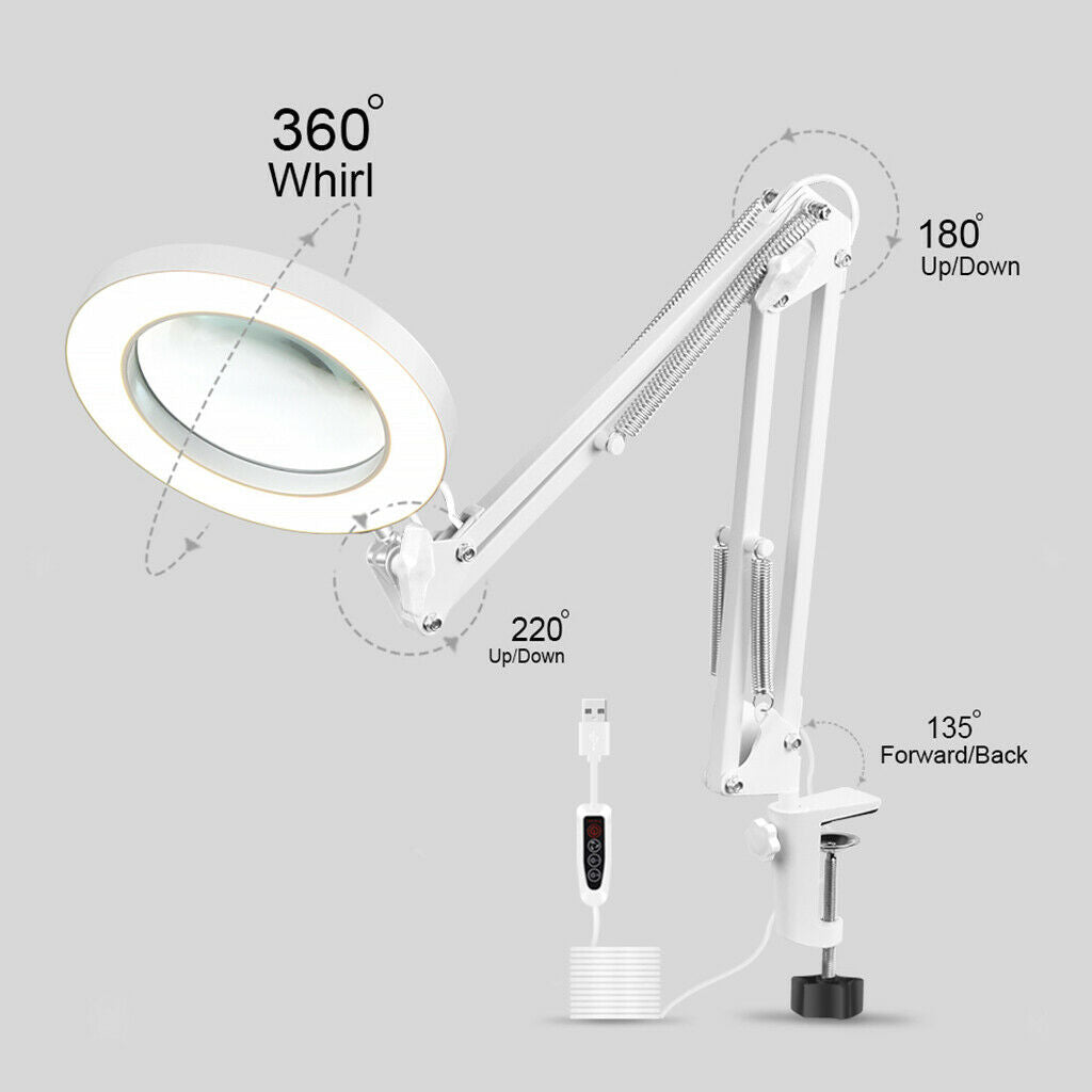 5X USB Magnifying Lamp Tabletop Magnifier Reading for Jewelry Watches Repair