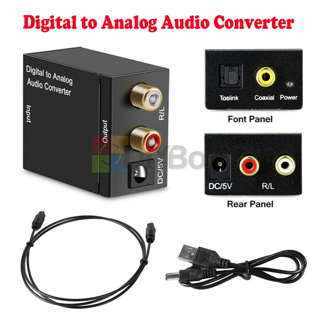 Optical Coaxial Toslink Digital to Analog Audio Converter Adapter RCA L/R 3.5mm