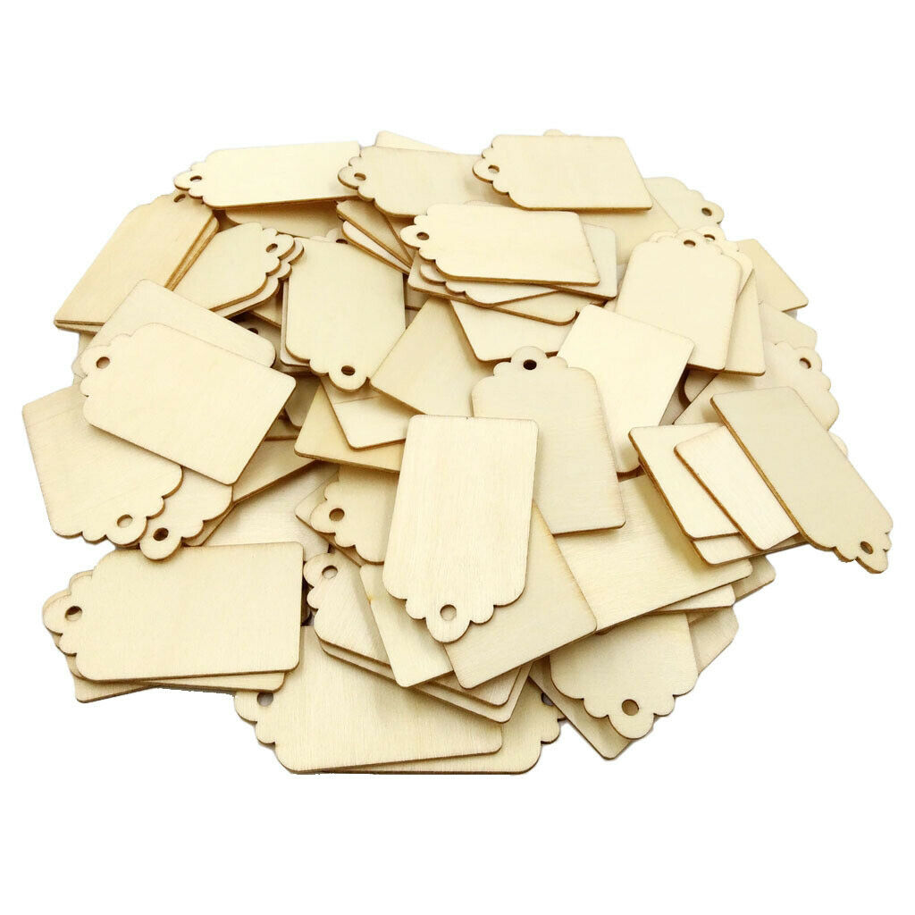 100pcs Unfinished Wood Embellishments Hanging Ornaments Wedding Party Decor