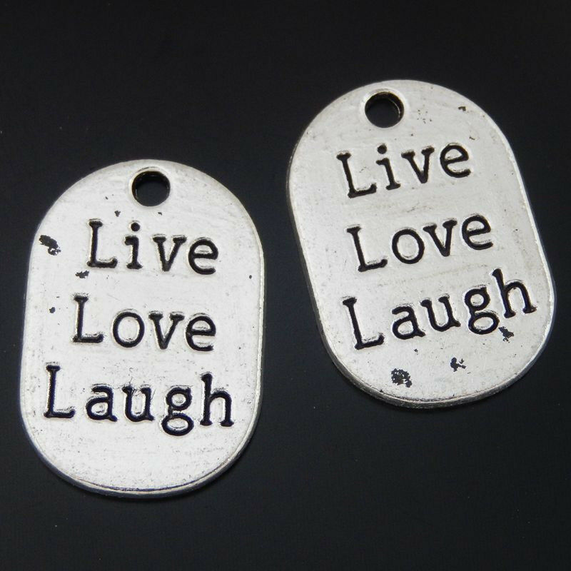 10 pcs Retro Sliver Word Engraved Charm Alloy Hanging Tag Oval Pendant 26*18*1mm