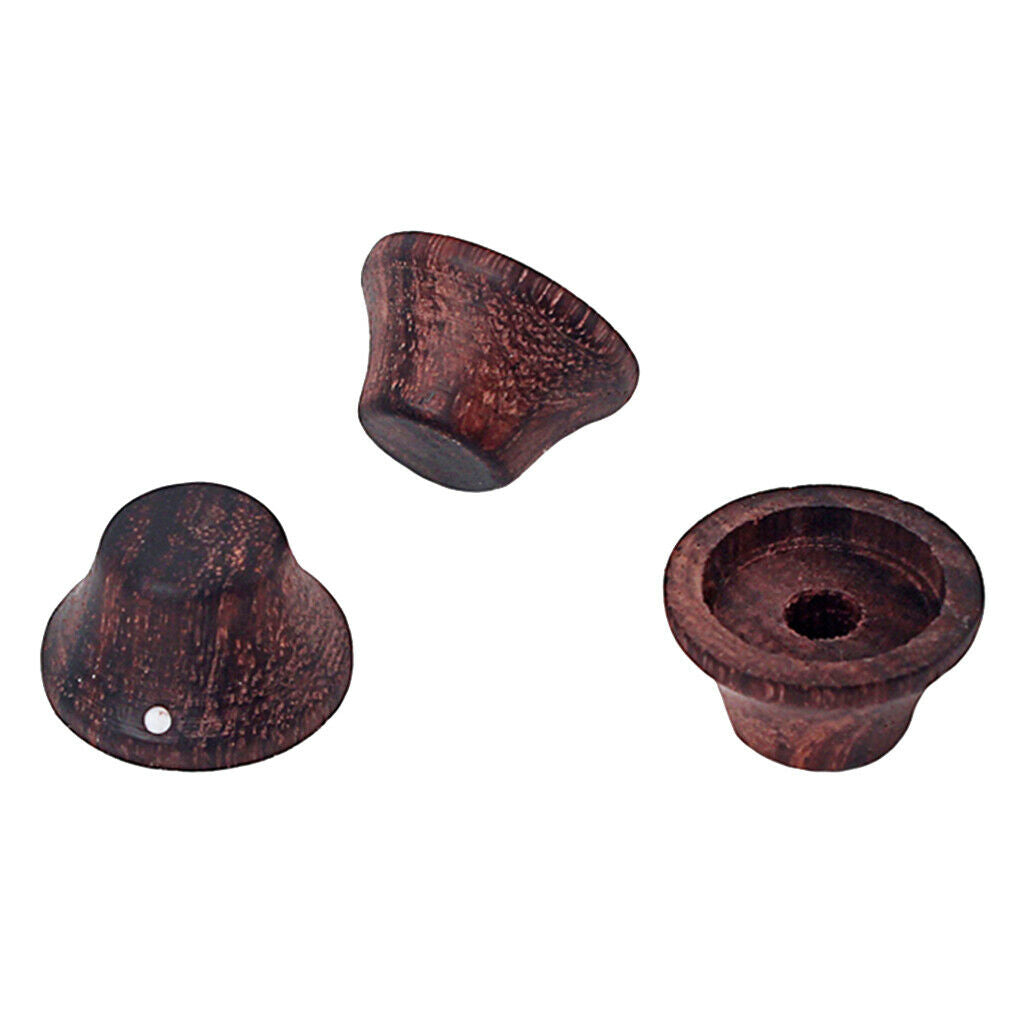 Practical 3pcs Rose Wood Volume Tone Knobs w/ White Dot for Guitar Accessory