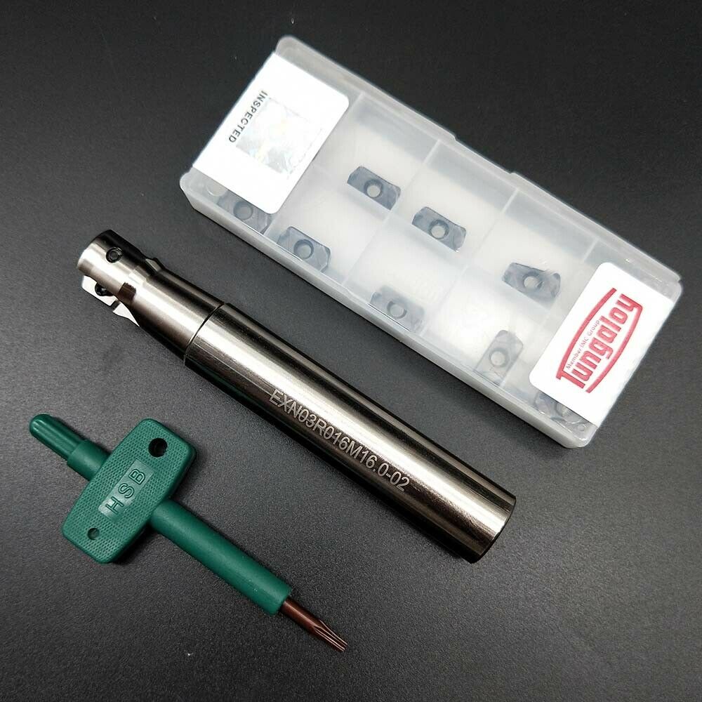EXN03R016M16.0-02 +10PCS LNMU0303ZER-MJ AH725 2 Flute Milling cutter tool holder