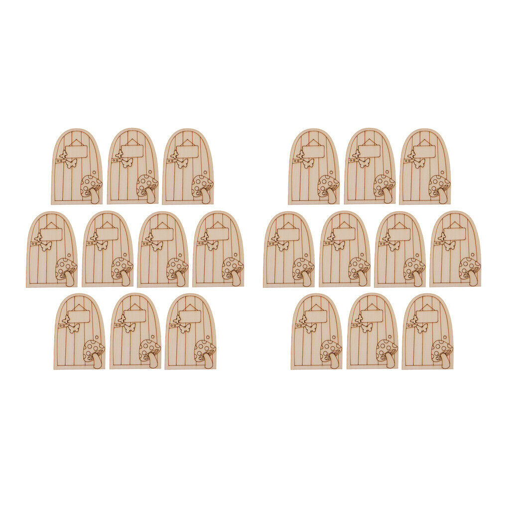 20pcs Magical Fairy Door Garden House Wooden Plaque Mini Sign