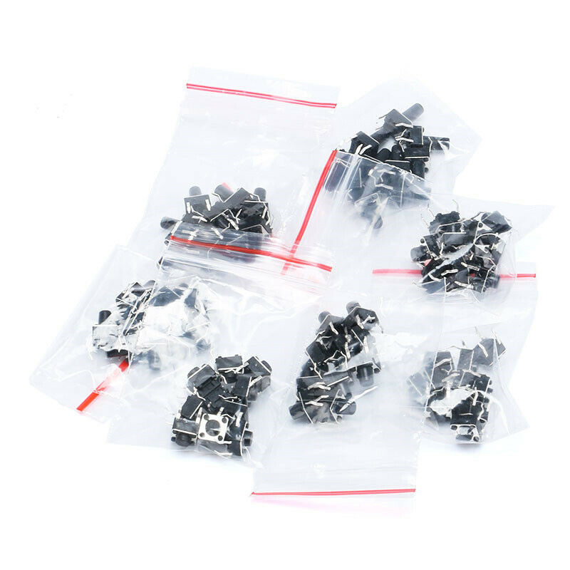 70pcs Pushbutton Switch Bag Vertical Button Bag 6*6*4.3/5/6/7/8/9/10mm