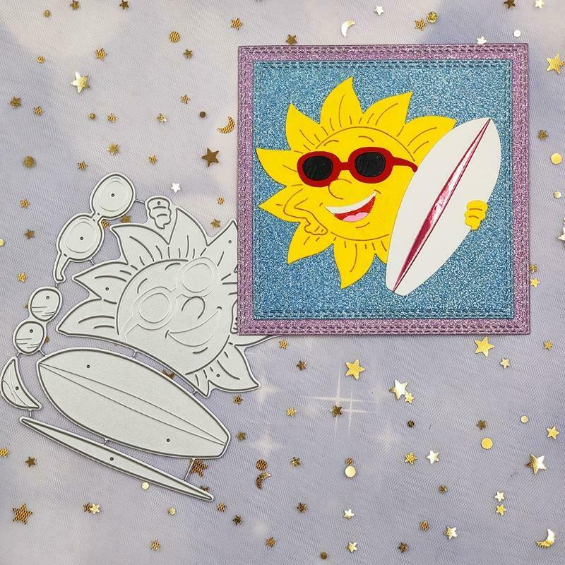 Surfboard Sun with Sunglasses Carbon Steel Cutting Dies DIY Scrapbooking Photo