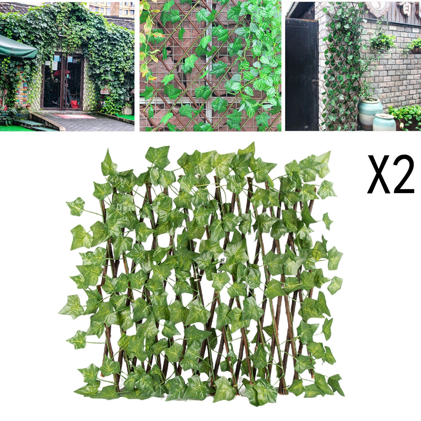 2x Retractable Garden Fence Trellis Privacy Screen Outdoor Indoor Decor