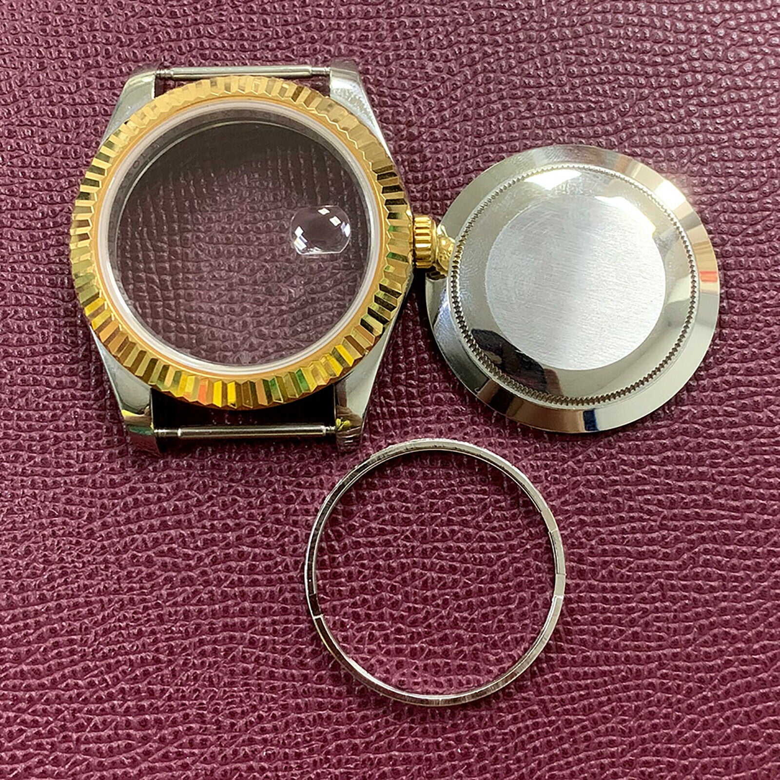 For 3135 Automatic Movement 41mm SS Watch Case Bezel Ring w/ Sapphire Mirror
