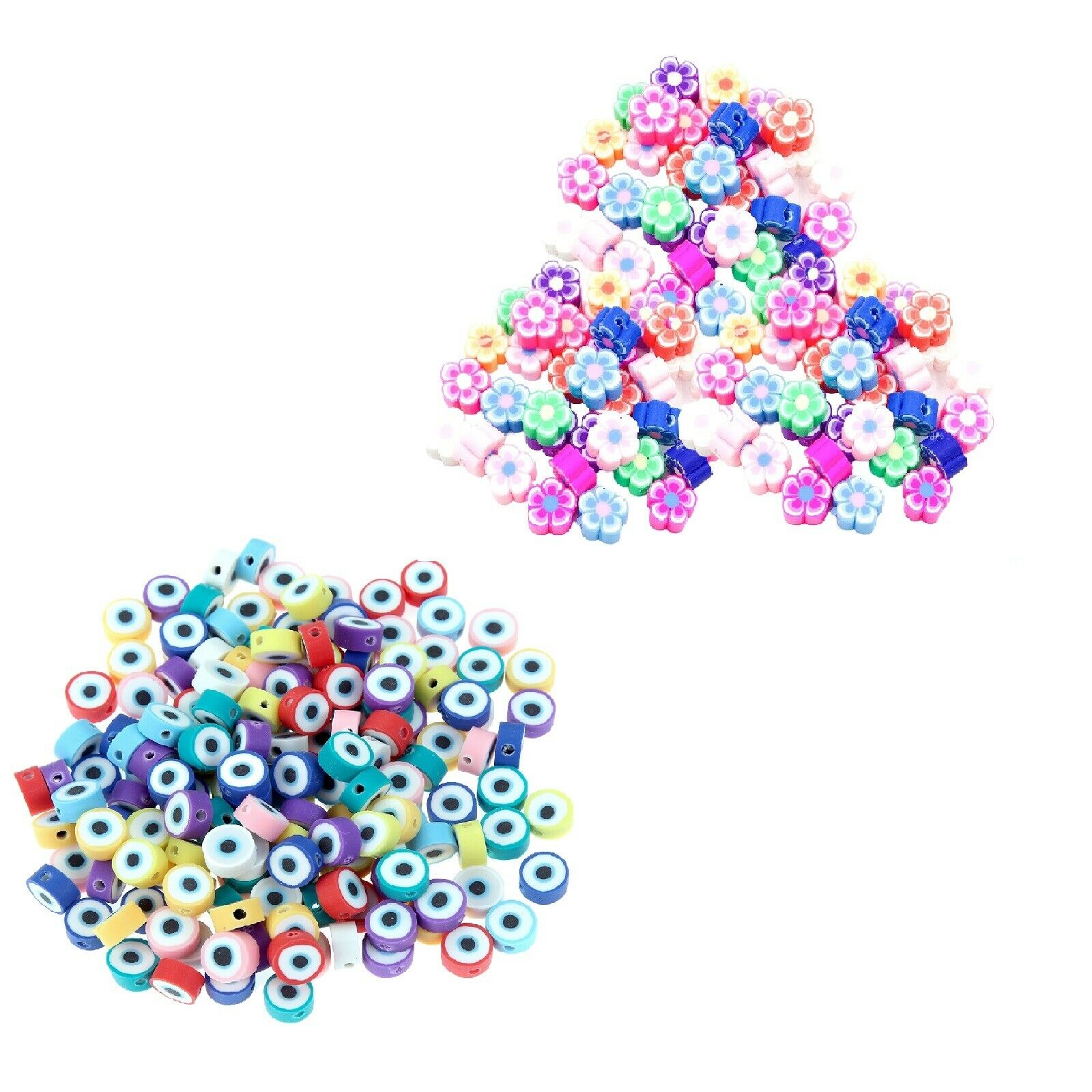 200Pcs Flower Evil Eye Beads for Bracelet DIY Necklace Decoration Girl