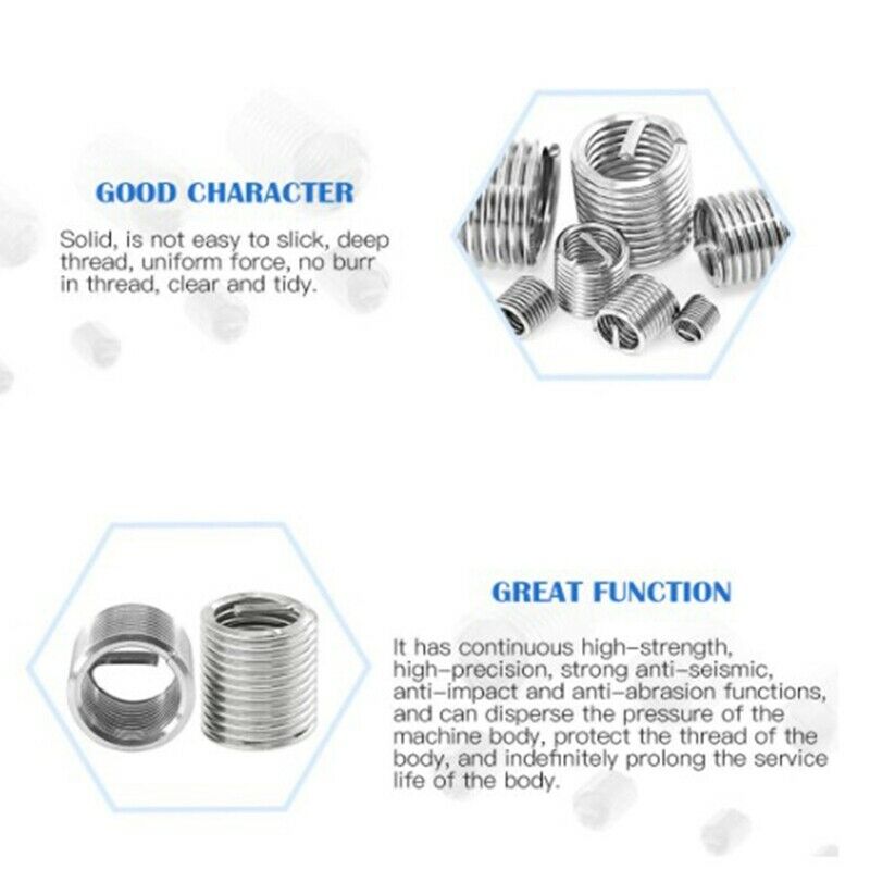 120Pcs/Set M6-M18 Thread Repair Insert Kit Set Stainless Steel for Hardware ReR6
