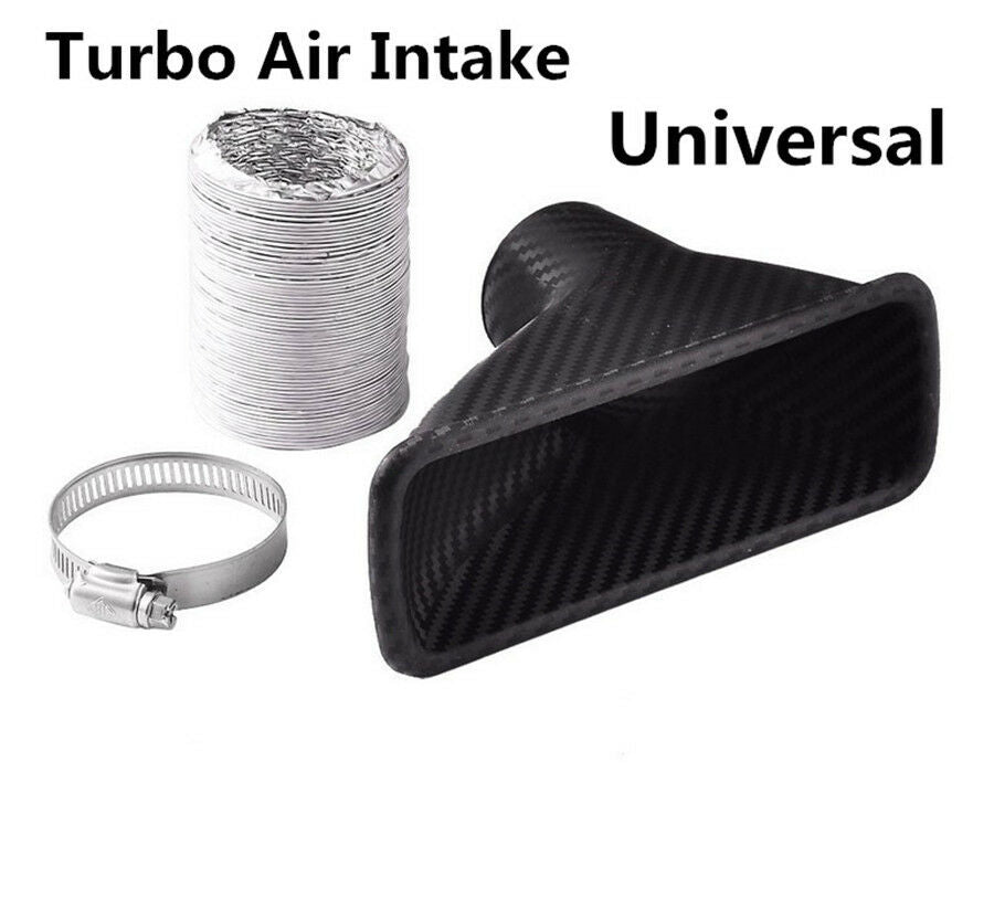 Carbon Fiber Color Car Auto Front Bumper Turbo Air Intake Pipe Air Funnel Kit