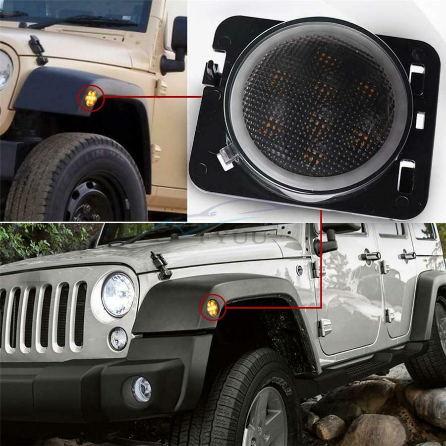 2 x Angel Eye Halo LED Amber Parking Lights (Left + Right) For Wrangler 07-18 JK