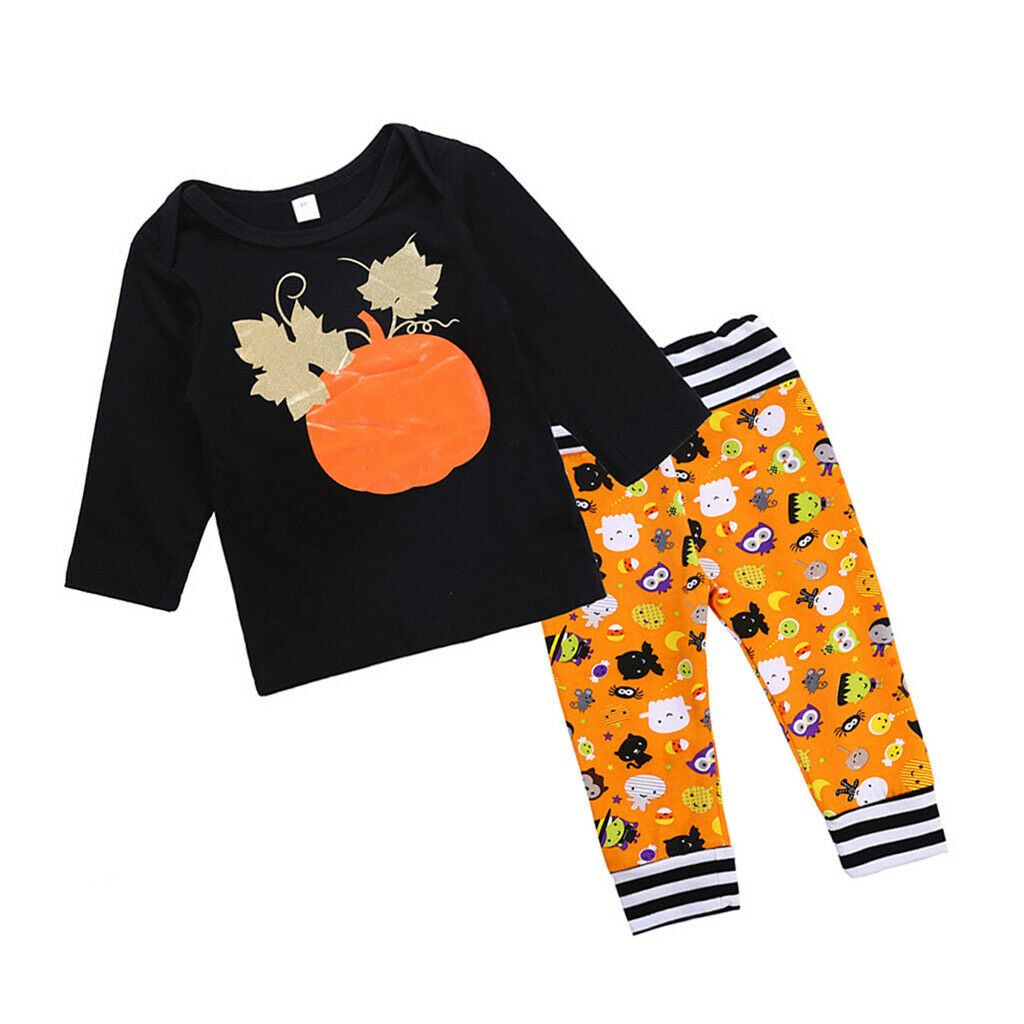 Baby Boy Girl Halloween T-shirt Tops+Pants Outfit 2pcs Clothes Set 24Months