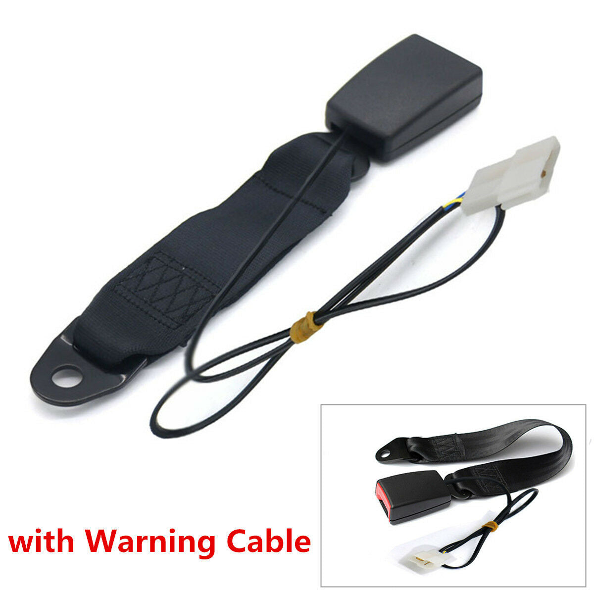 1x Car Front Seat Belt Buckle Socket Plug Camlock 7/8" Connector + Warning Cable