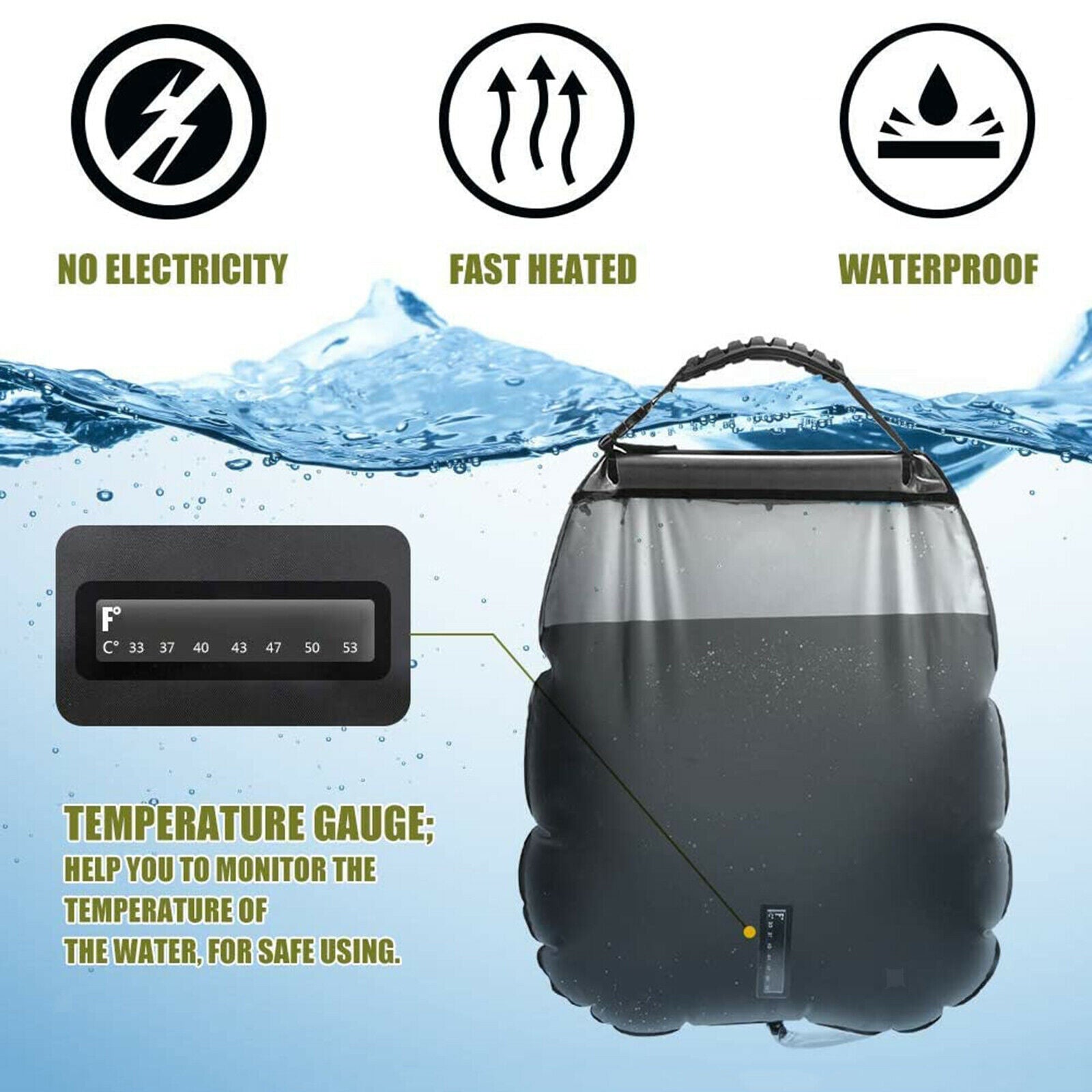 5 Gallons Folding Camping Shower Bag for Outdoor Camping Traveling Hiking