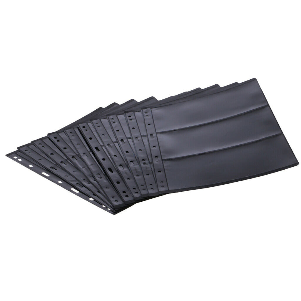 Black PVC Page of Paper Money Coin Album Loose-leaf Inners Coin Holder 3line