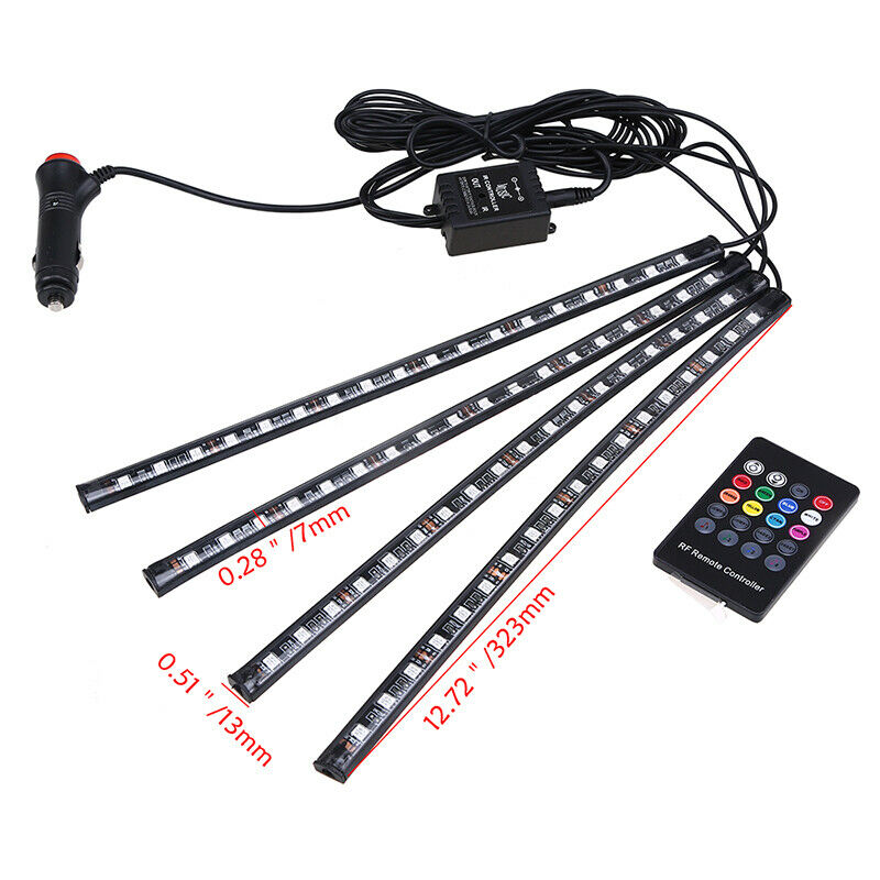 18 LED 4Pcs Car Interior Atmosphere Neon Colorful Lights Strip Remote Remote