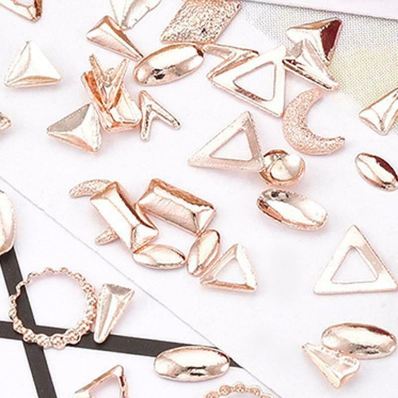 1box Nail Art Decals Multi-Shape Metal Nails Stickers DIY Decoration Accessories