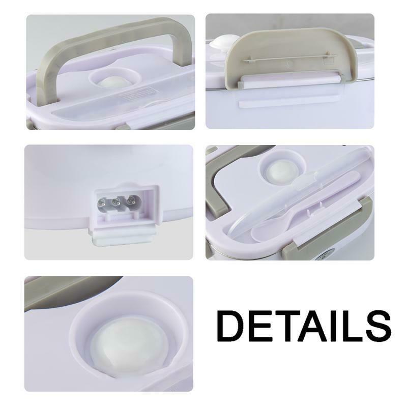 220V 12V Stainless Steel Electric Heating Lunch Box Car Food Warmer Heater Set