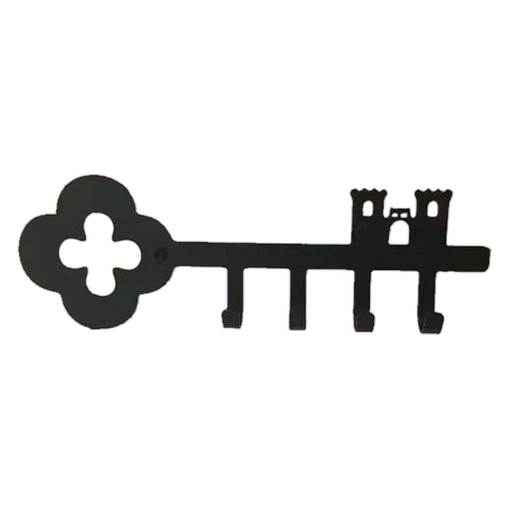 Metal Key Hanger 4 Hooks Rack Wall Mounted Decorative Storage Decor Black