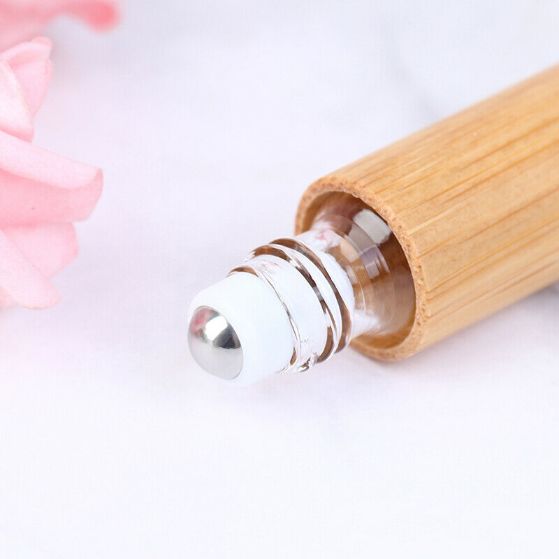 5ML Bamboo Wood Bottle Perfume Empty Oil Bottle Stainless Roll On Ball PerfuBDD