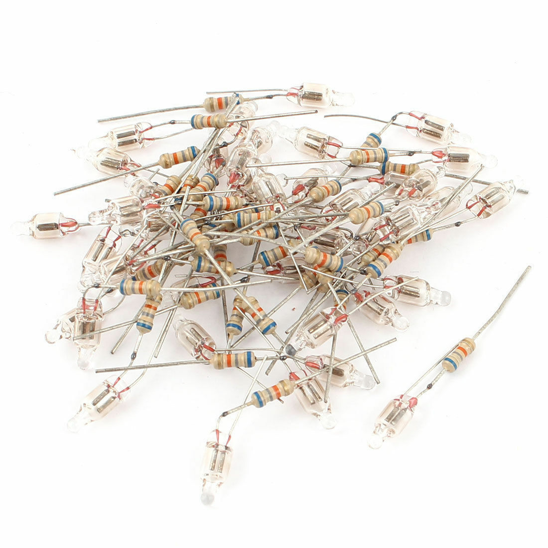 50 Pcs 5x10mm Head Orange Light Neon Bulb Indicator Lamp 100V-220V w Resistor