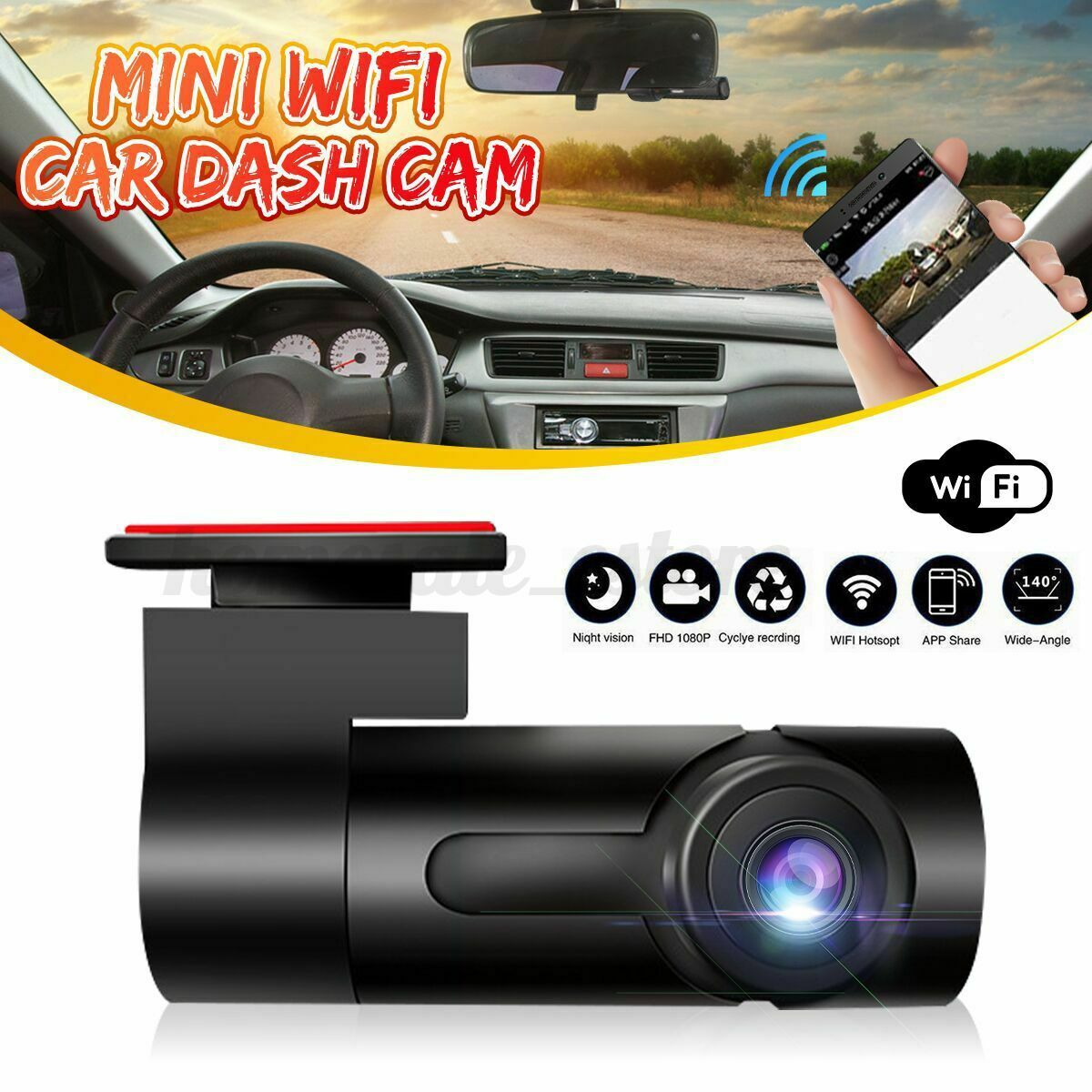 1080P HD WIFI Hidden Mini Car Recorder Car DVR Dash Cam 140Â° Wide Night Vision