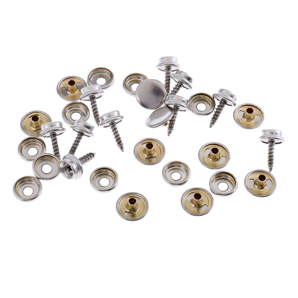 10Pcs Stainless Boat Cover/Canopy Fittings Snap Fastener Screw Stud Sockets